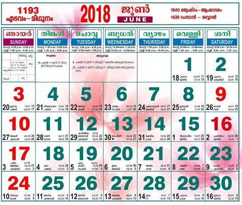 program schedule format malayalam