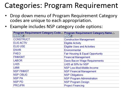 program specific requirements example