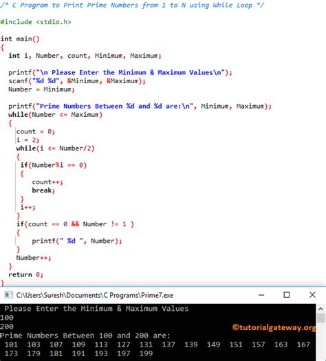 program to print prime numbers from 1 to n in c