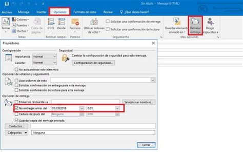 programar envio de email outlook 2016