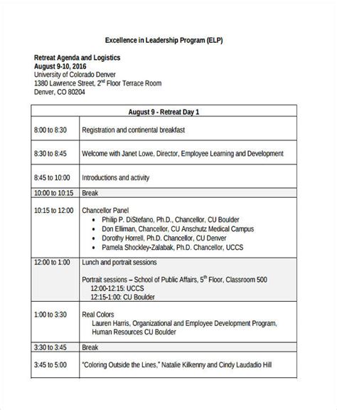 programme agenda sample