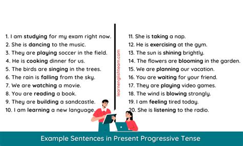 progressive form of verbs examples