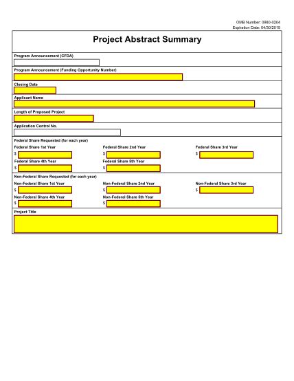 project abstract summary version 2.0