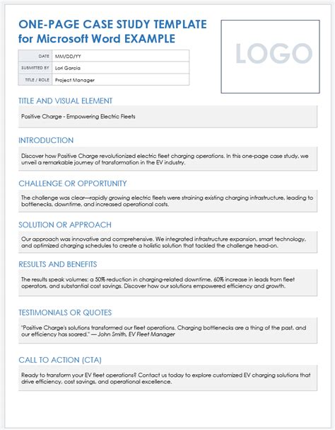 project case study template word