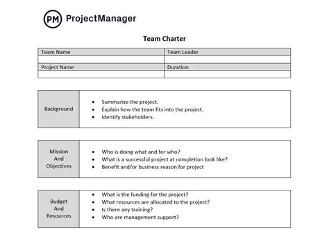 project charter team members