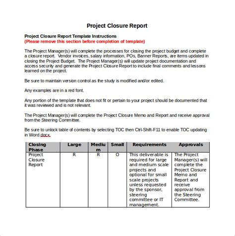 project closing statement example