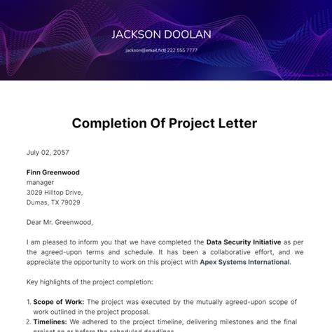 project completion letter word format