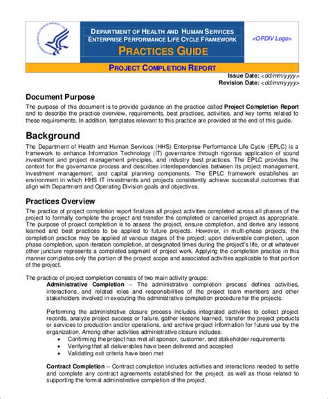 project completion report sample doc