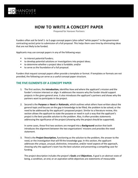 project concept paper examples