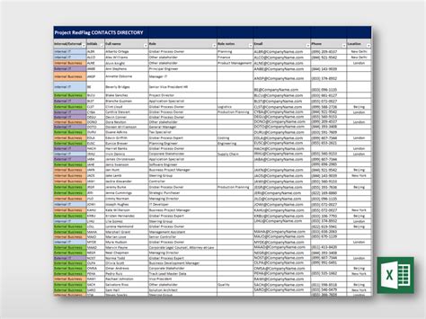 project contact list template excel