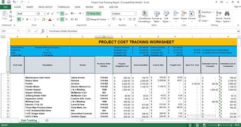 project costing template excel free