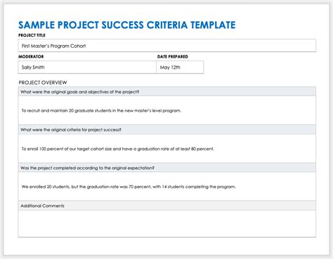 project criteria examples