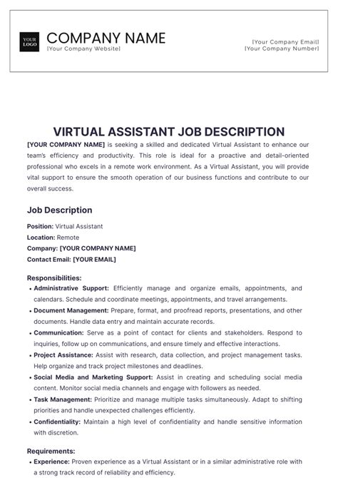 project description for virtual assistant