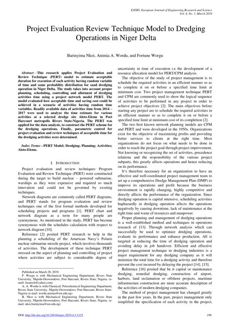 project evaluation and review technique pdf