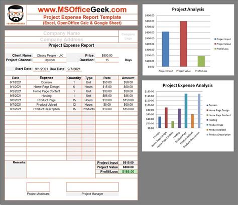 project expense report template excel
