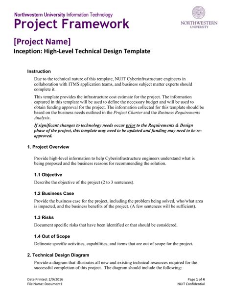 project high level design document sample
