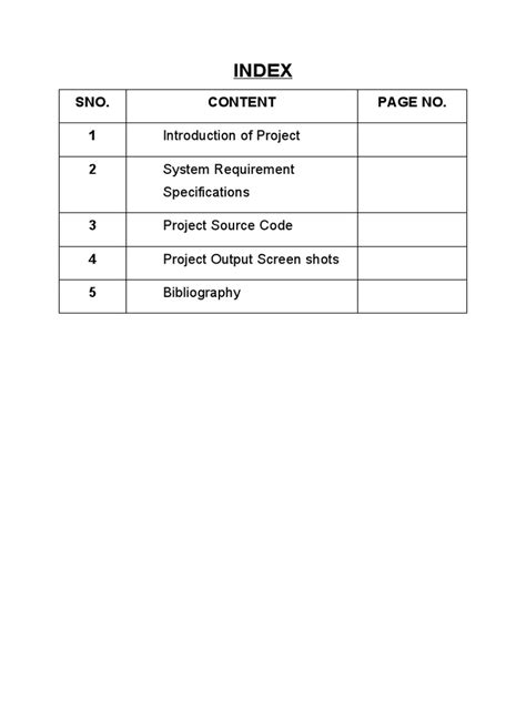 project index page example