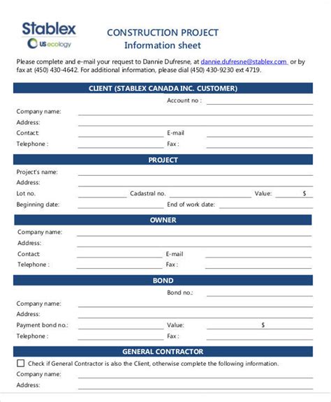 project information document template