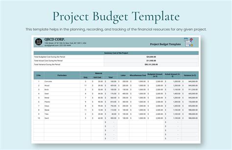 project management budget template excel free