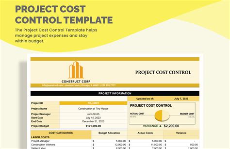 project management cost control excel