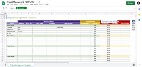 project management google sheets task list template