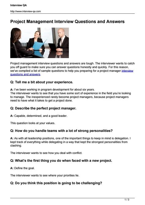 project management job interview questions and answers pdf