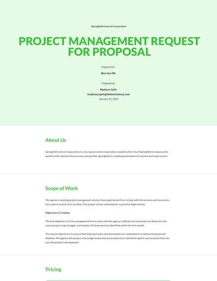project management request for proposal template