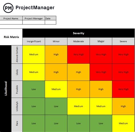 project management risk matrix template