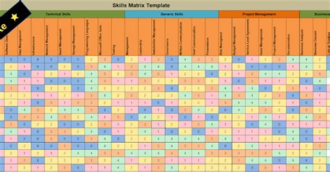 project management skills matrix template