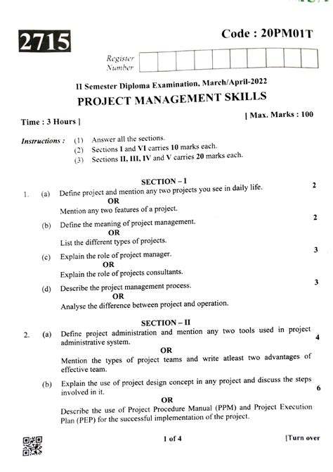 project management skills pdf for diploma students questions and answers