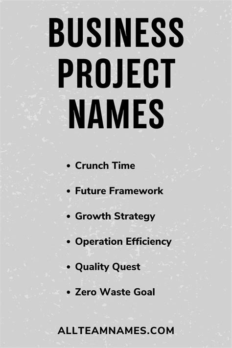project name list