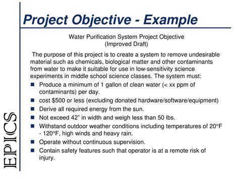 project objective statement example
