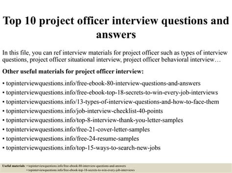 project officer interview questions and answers pdf free download