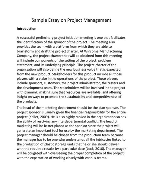 project plan essay examples