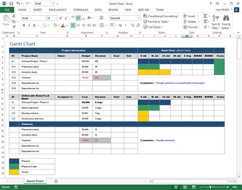 project plan excel sheet