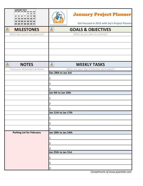 project planner template pdf