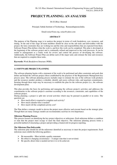project planning analysis pdf