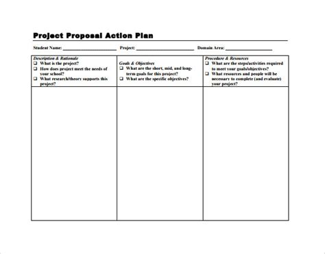 project proposal action plan sample