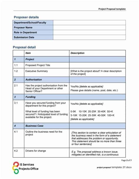project proposal document template word