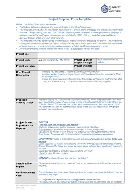 project proposal form examples