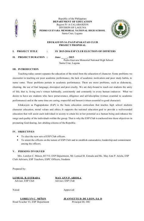 project proposal format tagalog