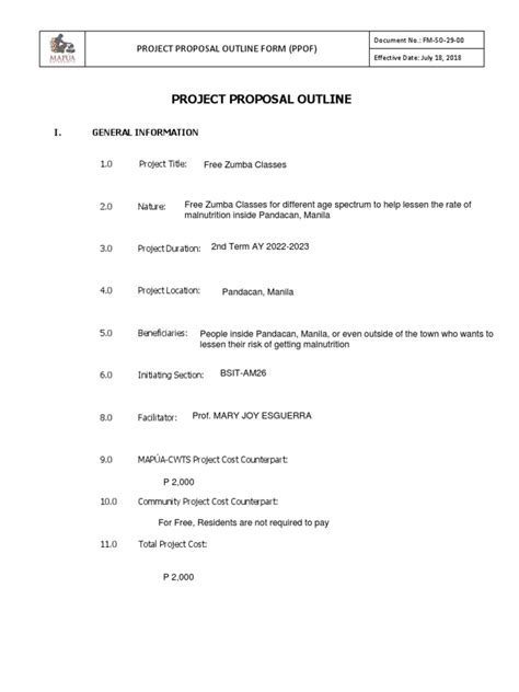 project proposal outline cwts