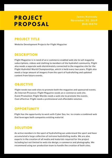 project proposal sample template