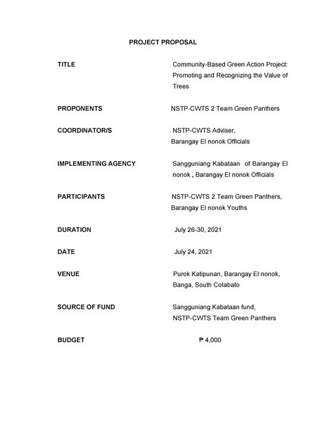 project proposal title example nstp