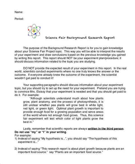 project report background example