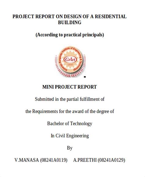 project report format for civil engineering