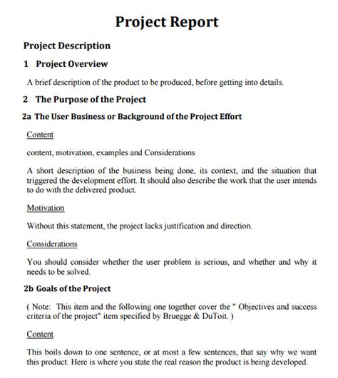 project report format sample