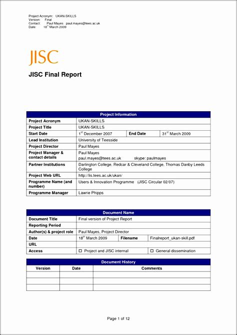 project report template doc