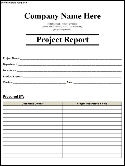 project report template word