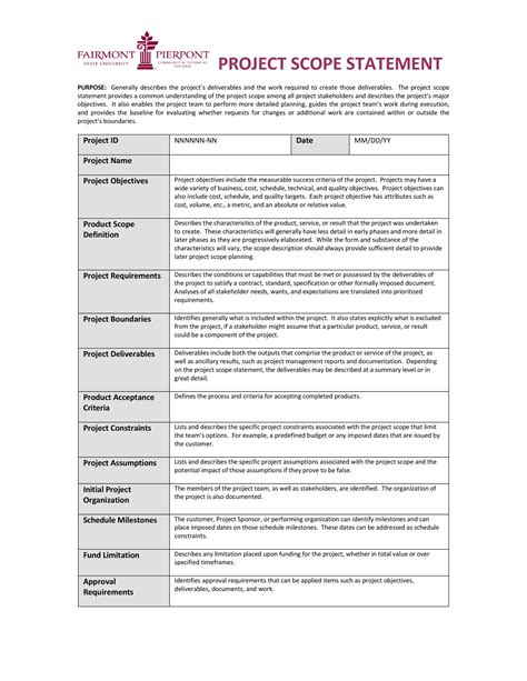 project scope example